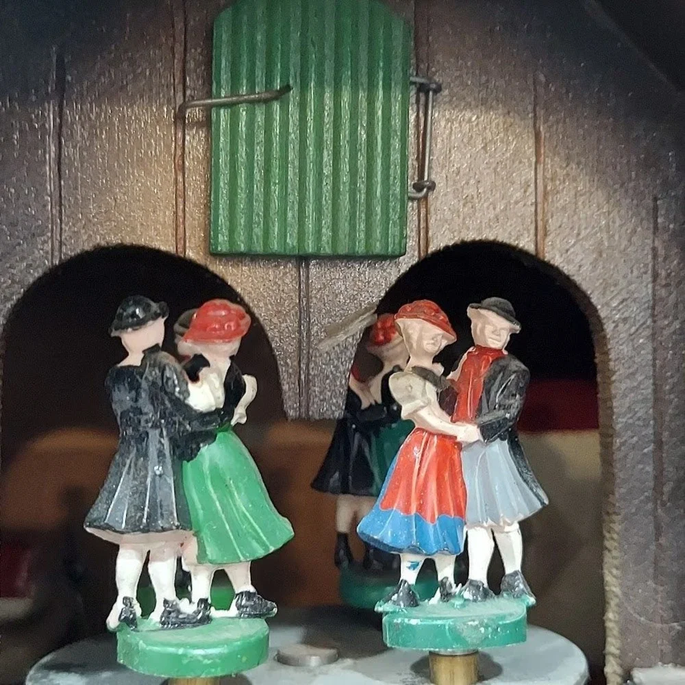 Vintage German Cuckoo Clock Swiss Musical Movement Cuendet Dancing Figures 10/22